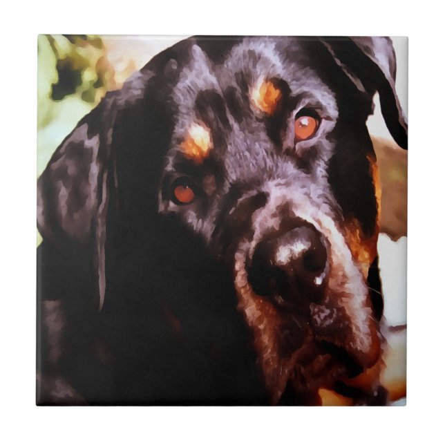 Rottweiler Artistic Pet Portait Fliese (Vorderseite)