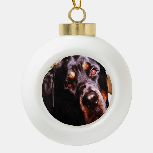 Rottweiler Artistic Pet Portait Keramik Kugel-Ornament (Vorderseite)
