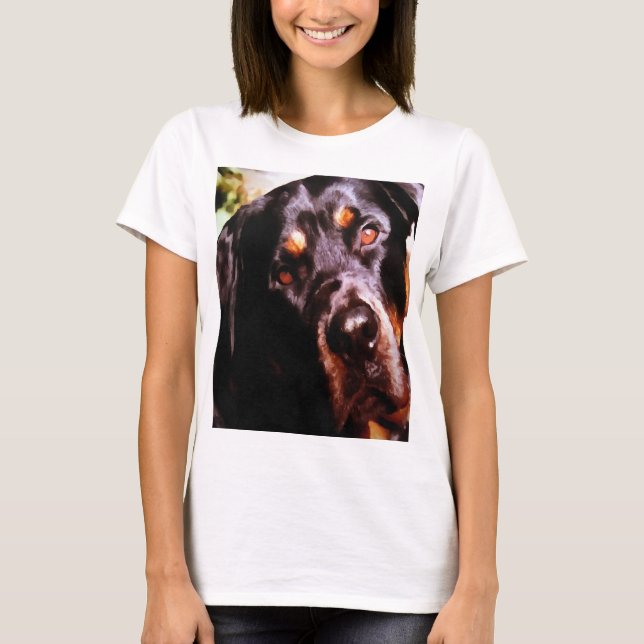 Rottweiler Artistic Pet Portait T-Shirt (Vorderseite)