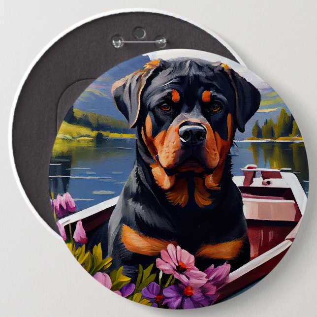 Rottweiler auf dem Paddle: Ein Landschaftliches Ab Button (Vorne & Hinten)