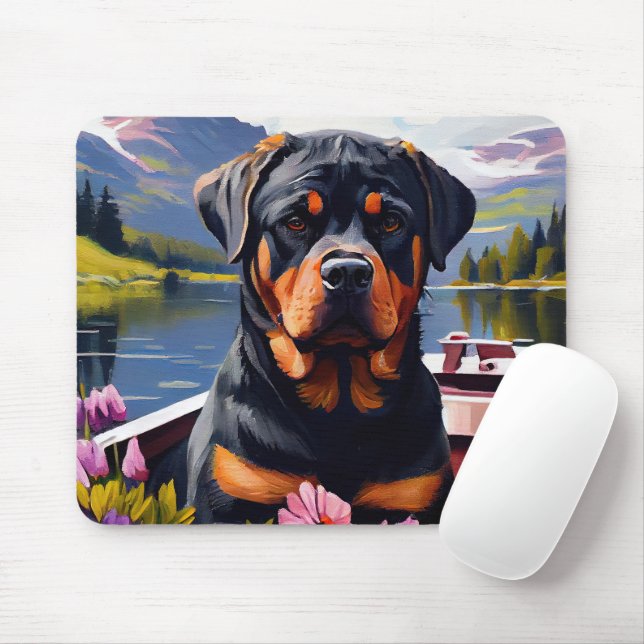 Rottweiler auf dem Paddle: Ein Landschaftliches Ab Mousepad (Mit Mouse)