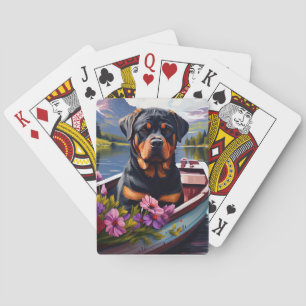 Rottweiler auf dem Paddle: Ein Landschaftliches Ab Spielkarten