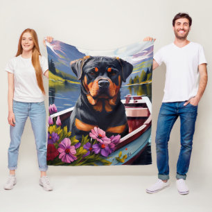 Rottweiler auf einem Paddel: Ein landschaftliches  Fleecedecke