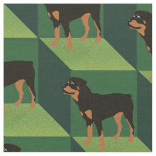 Rottweiler auf grünen Würfeln Stoff