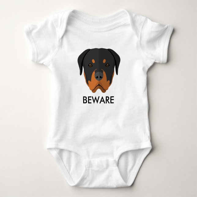Rottweiler Beware Baby Strampler (Vorderseite)