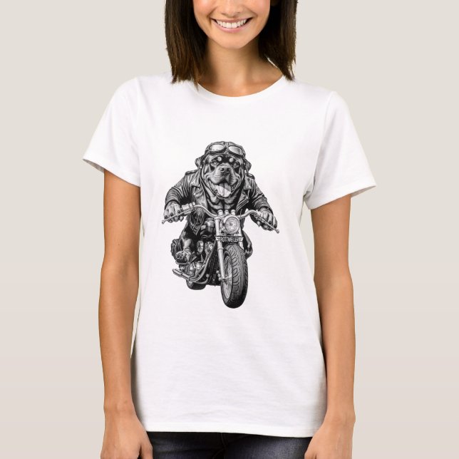 Rottweiler Biker Dog T-Shirt (Vorderseite)