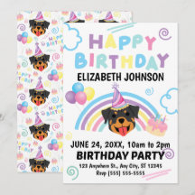 Rottweiler Birthday Invitation