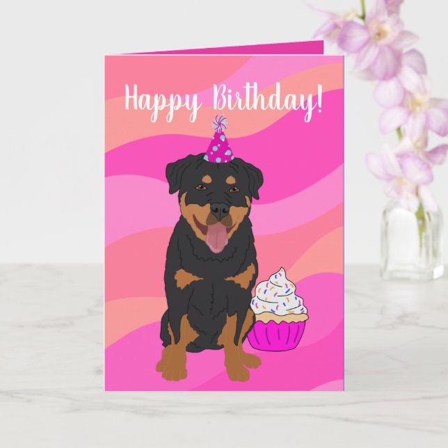 Rottweiler Birthday Karte (Orchidee)