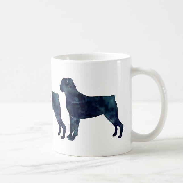 Rottweiler Black Watercolor-Silhouette Tasse (Rechts)