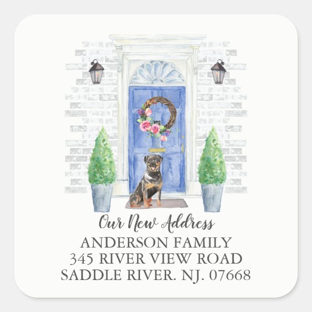Rottweiler Blue Dose New Address Label Sticker (Vorderseite)