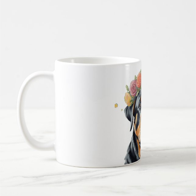 Rottweiler Blume Crown Kaffeetasse (Links)