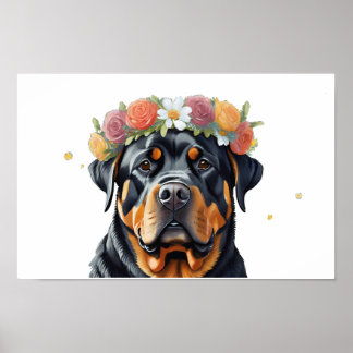 Rottweiler Blume Crown Poster