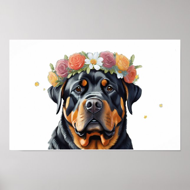 Rottweiler Blume Crown Poster (Vorne)