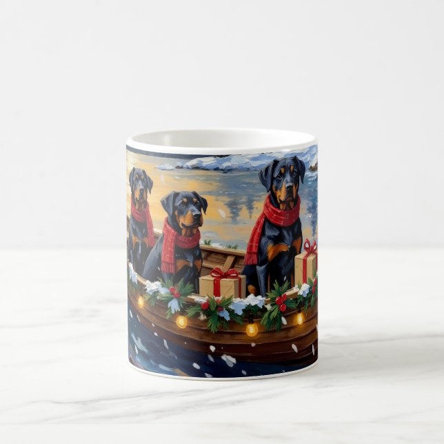 Rottweiler Christmas Boat Holiday Kaffeetasse (Mittel)