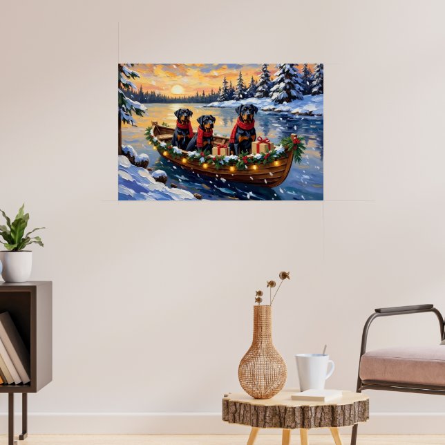 Rottweiler Christmas Boat Holiday Poster (Wohnzimmer 3)