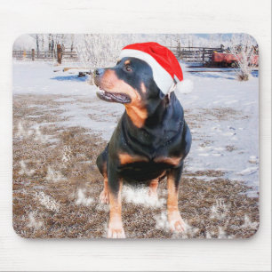 Rottweiler Christmas Cap Mousepad