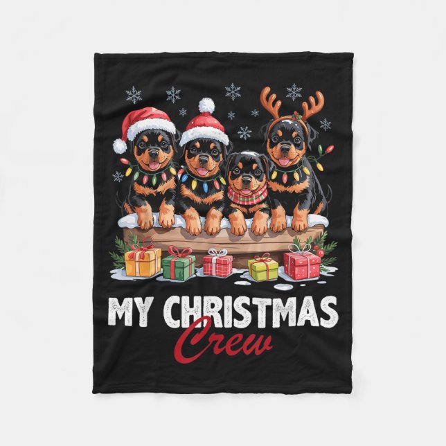 Rottweiler Christmas Crew Funny Dog Lovers Holiday Fleecedecke (Vorderseite)
