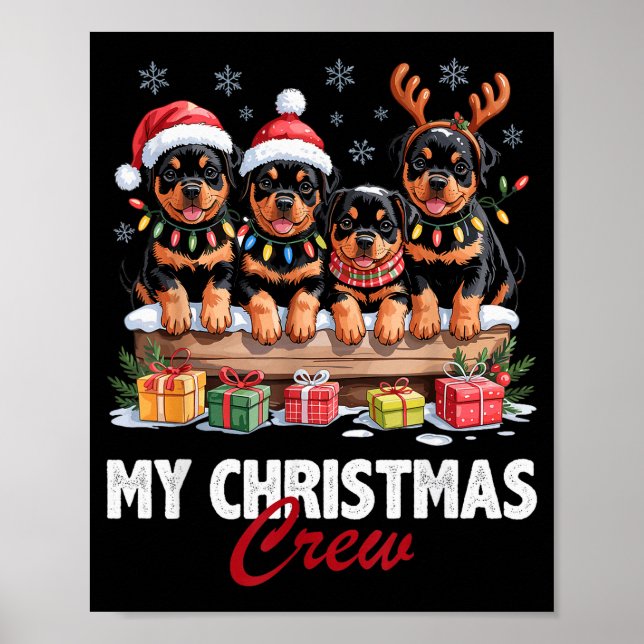 Rottweiler Christmas Crew Funny Dog Lovers Holiday Poster (Vorne)