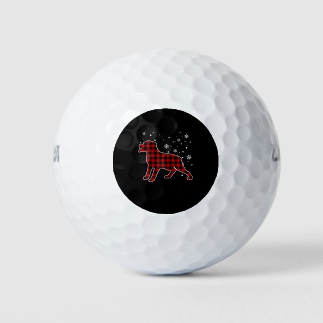 Rottweiler Christmas Dog Buffalo Kariert Golfball (Vorderseite)
