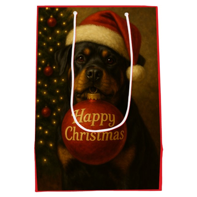 Rottweiler Christmas gift bag  Mittlere Geschenktüte (Rückseite)