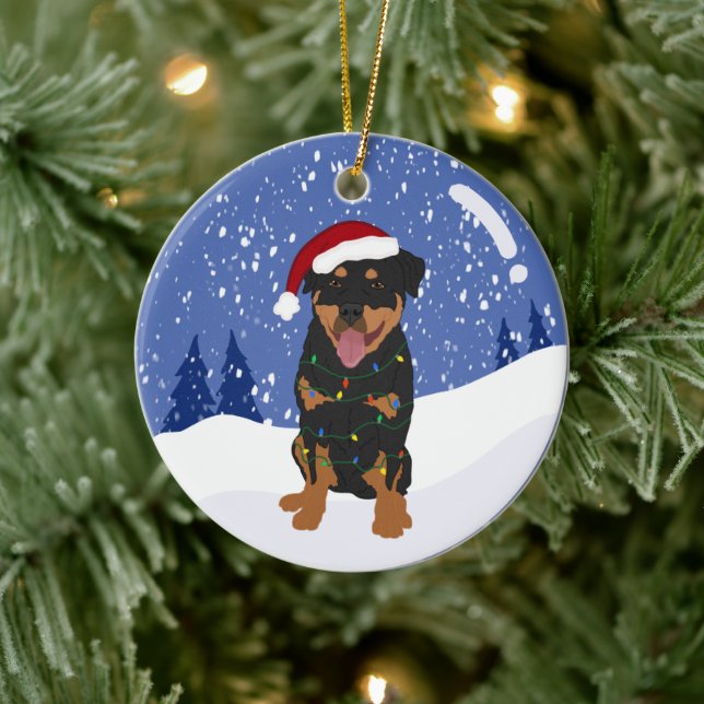 Rottweiler Christmas Keramik Ornament (Baum)