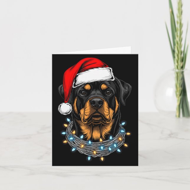 Rottweiler Christmas Lights Santa Xmas Dog Lover  Karte (Vorderseite)