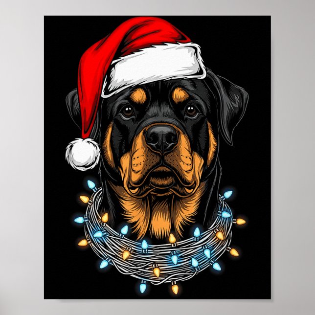Rottweiler Christmas Lights Santa Xmas Dog Lover  Poster (Vorne)