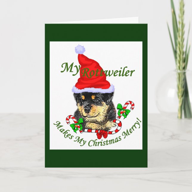 Rottweiler Christmas Merry Feiertagskarte (Vorderseite)