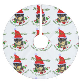 Rottweiler Christmas Merry Polyester Weihnachtsbaumdecke