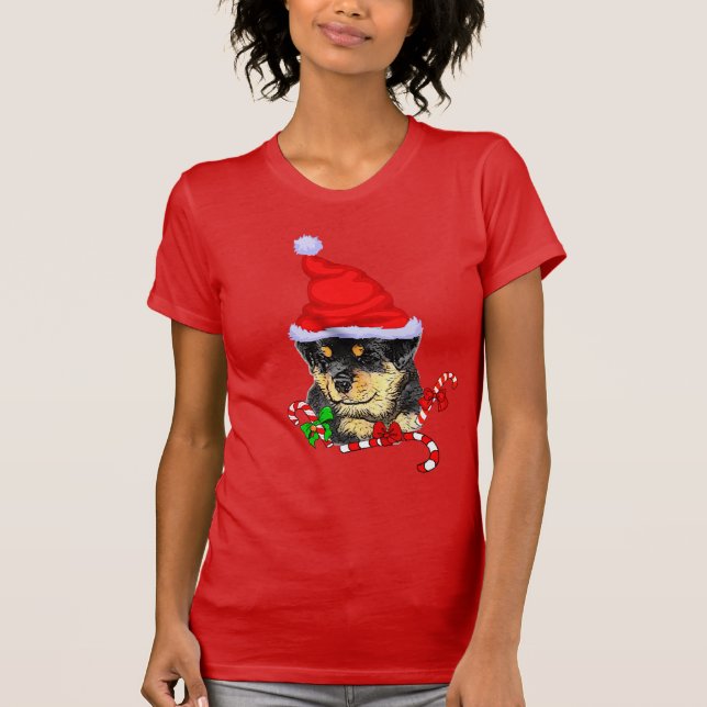 Rottweiler Christmas Merry T-Shirt (Vorderseite)
