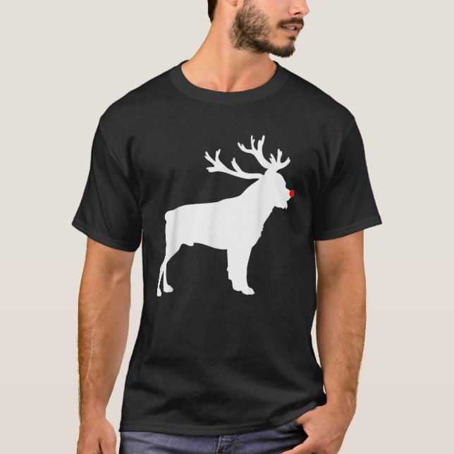 Rottweiler Christmas Nosed Reindeer Rottweiler San T-Shirt (Vorderseite)