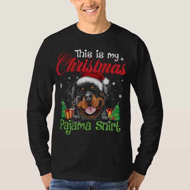 Rottweiler Christmas Pajama Funny Dog Lover Xmas G T-Shirt (Vorderseite)