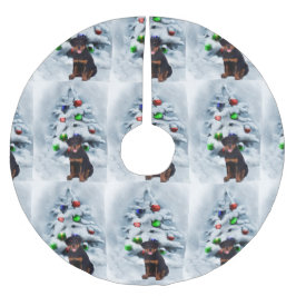 Rottweiler Christmas Polyester Weihnachtsbaumdecke