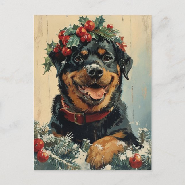 Rottweiler Christmas Postkarte (Vorderseite)