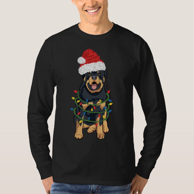 Rottweiler Christmas Rottweiler in Weihnachtsmannm T-Shirt (Vorderseite)