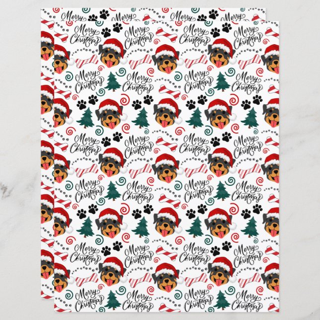 Rottweiler Christmas Scrapbook Paper (Vorne/Hinten)