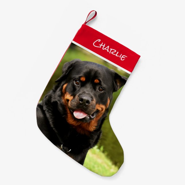 Rottweiler Christmas Strumpf Kleiner Weihnachtsstrumpf (Vorderansicht (hängend))