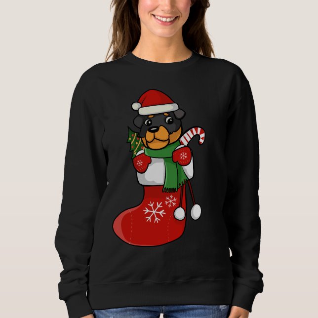 Rottweiler Christmas Strumpf Sweatshirt (Vorderseite)