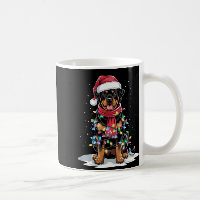 Rottweiler Christmas Tree Santa Hat Lights Xmas Do Kaffeetasse (Rechts)