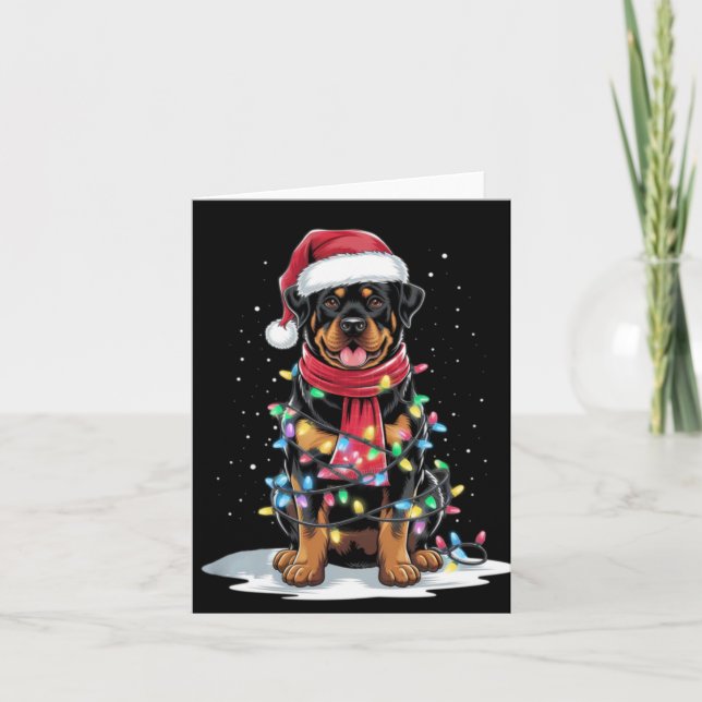 Rottweiler Christmas Tree Santa Hat Lights Xmas Do Karte (Vorderseite)