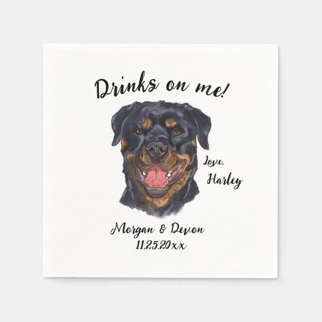 Rottweiler Cocktail Napkin Serviette (Vorderseite)