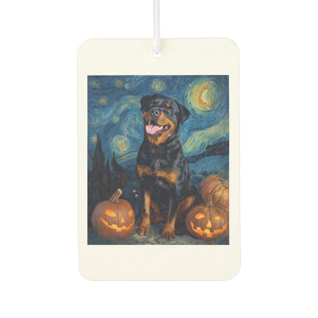 Rottweiler Cute Dog Halloween Jack O Lantern Pumpk Autolufterfrischer (Vorderseite)