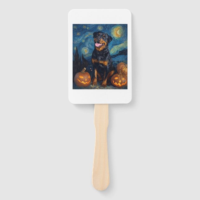 Rottweiler Cute Dog Halloween Jack O Lantern Pumpk Fächer (Vorderseite)