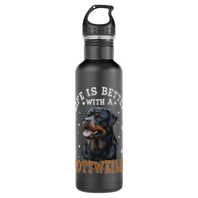 Rottweiler - Das Leben mit Rottweilers ist besser Edelstahlflasche (Vorderseite)