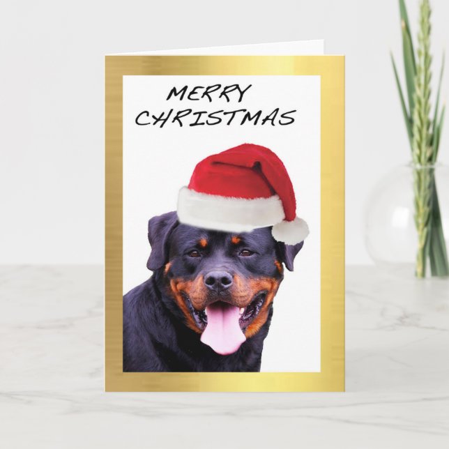 "Rottweiler" Design Weihnachtskarten Feiertagskarte (Vorderseite)