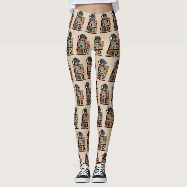 Rottweiler Djing Leggings 8 (Vorderseite)