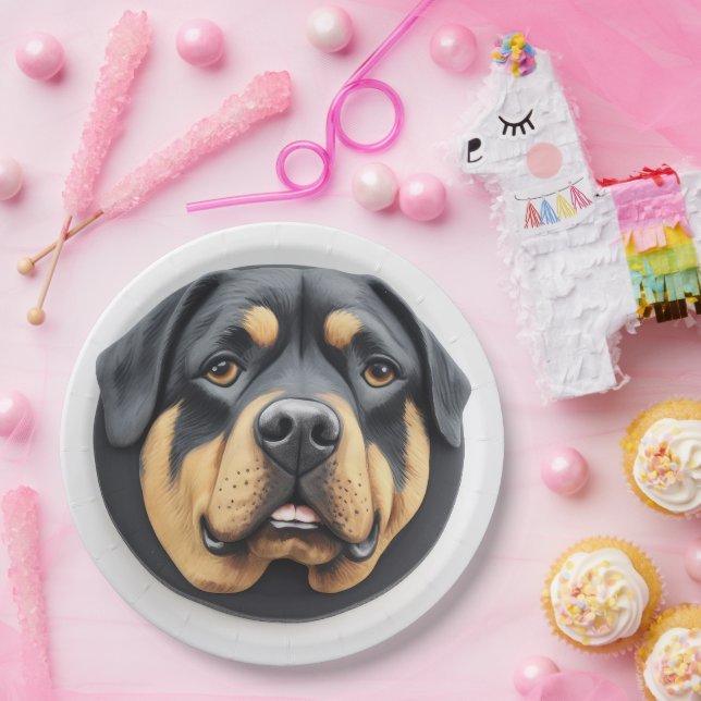 Rottweiler Dog 3D Inspiriert Pappteller (Party)