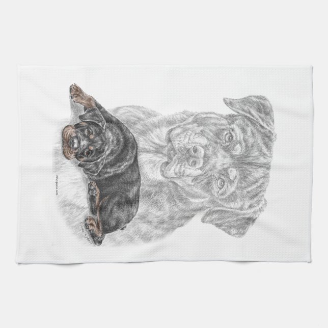 Rottweiler Dog Art Geschirrtuch (Horizontal)