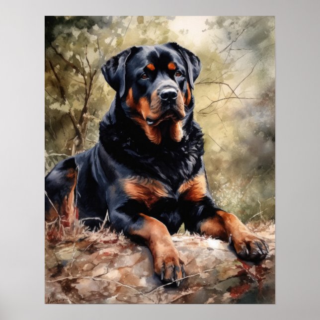 Rottweiler Dog Art Print Poster (Vorne)