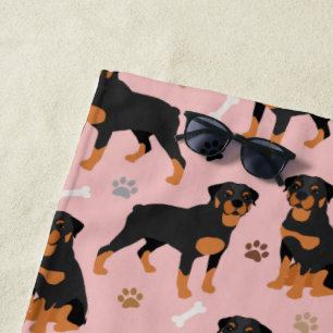 Rottweiler Dog Bones and Paws Beach Handtuch